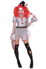 Costume clown maléfique mini-robe en mesh