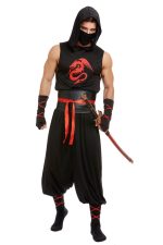 Déguisement ninja homme dragon rouge