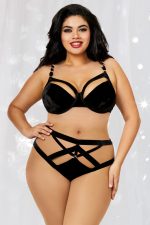 Ensemble lingerie velours à lanières grande taille