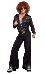 Disco dude chemise paillettes arc-en-ciel