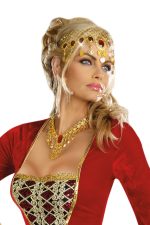Diadème bijou or et rubis faux