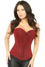 Corset pailleté rouge avec zip frontal