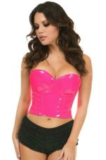 Bustier rose en PVC laqué à armatures