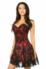 Robe corset satinée en dentelle cils