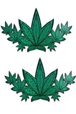 Cache-tétons pailletés feuilles de cannabis