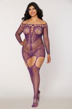 Chemise dentelle grande taille violette