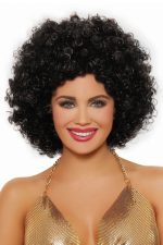 Perruque courte bouclée noire