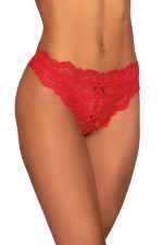 Tanga ouvert en dentelle à lanières