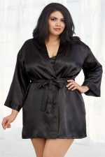 Robe satinée grande taille avec chemise croisée