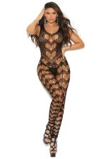 Bodystocking cœurs en crochet noir