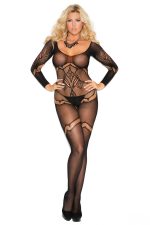 Body crochet grande taille à manches longues et motifs floraux