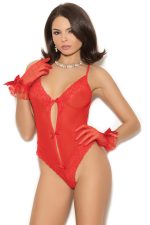 Body sexy rouge en dentelle et tulle