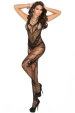Bodystocking résille géométrique noire