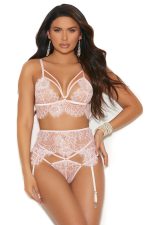 Ensemble bralette dentelle cils blush