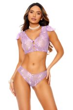 Ensemble caraco et culotte en dentelle lilas