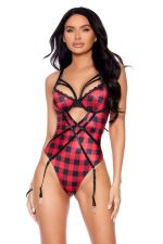 Body lingerie carreaux bûcheron rouge et noir