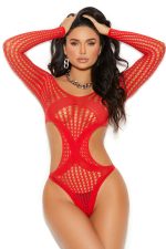 Teddy sexy rouge en crochet à manches longues