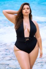 Monokini grande taille à décolleté plongeant noir