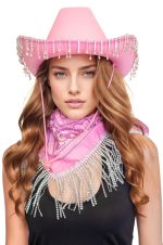 Chapeau cowgirl rose à sequins