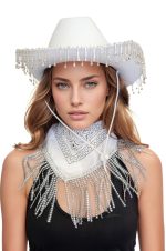 Chapeau cowgirl blanc et bandana à sequins