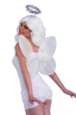 Ensemble ange ailes blanches et halo argenté