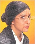 Perruque vieille dame noire et grise