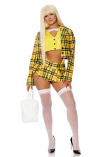 Costume As If body découpé et jupe plissée jaune