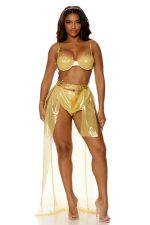 Déesse dorée costume sexy à feuilles d'or