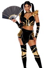 Costume sexy d’attaquante en vinyle contrasté