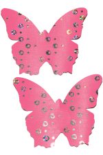 Cache-tétons papillon pailletés roses