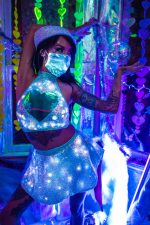 Jupe patineuse lumineuse taille haute