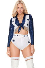 Costume pom-pom girl étoiles argentées