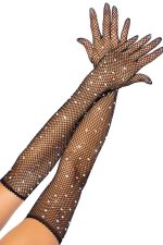 Gants résille à strass au coude