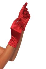 Gants satin jusqu’au poignet noirs, blancs ou rouges