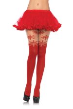 Collants flocon de neige rouge