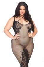 Nuisette résille et dentelle grande taille noire