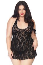 Chemise dentelle rose grande taille à col licou