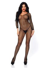 Bodystocking ajouré en lycra noir à manches longues
