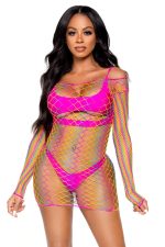Chemise résille multicolore manches longues