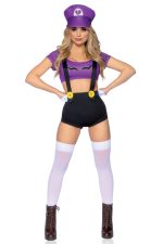 Costume gamer baddie femme 3 pièces violet et noir