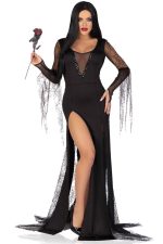 Costume beauté effrayante en robe noire fendue