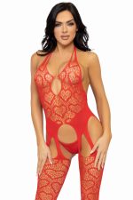 Bodystocking cœur résille sans couture