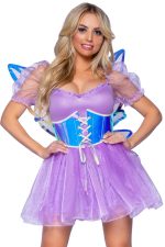 Corset taille violet iridescent en vinyle