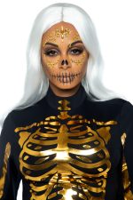 Sticker visage crâne doré sugar skull