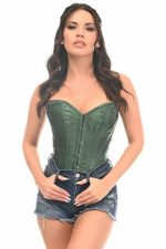 Corset brocart vert foncé