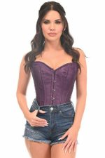 Corset brocart prune sculptant à laçage frontal