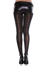 Collant couture cœur noir avec empiècement transparent