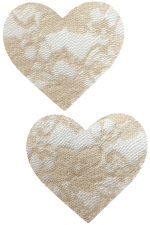 Cache-tétons cœur en dentelle beige