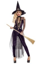 Costume sorcière violette velours et maille
