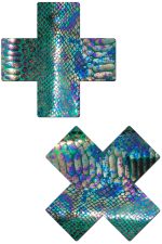 Cache-tétons serpent doré holographiques XX